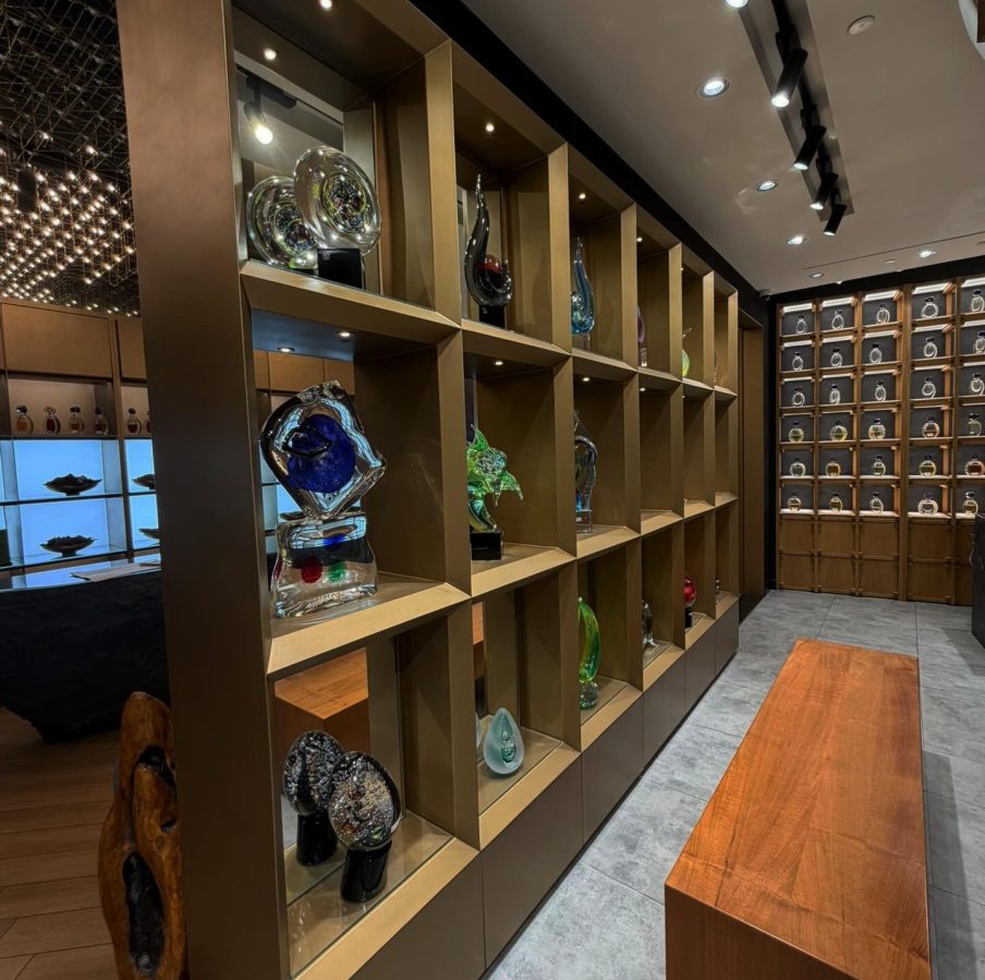 Display joinery at Ajmal, Westfield London, by BRX London